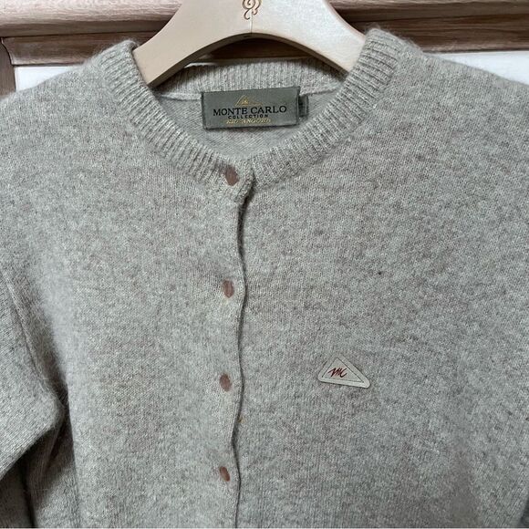 Monte Carlo Light Khaki Angora Wool Open Front Cardigan 38/L - Picture 5 of 16